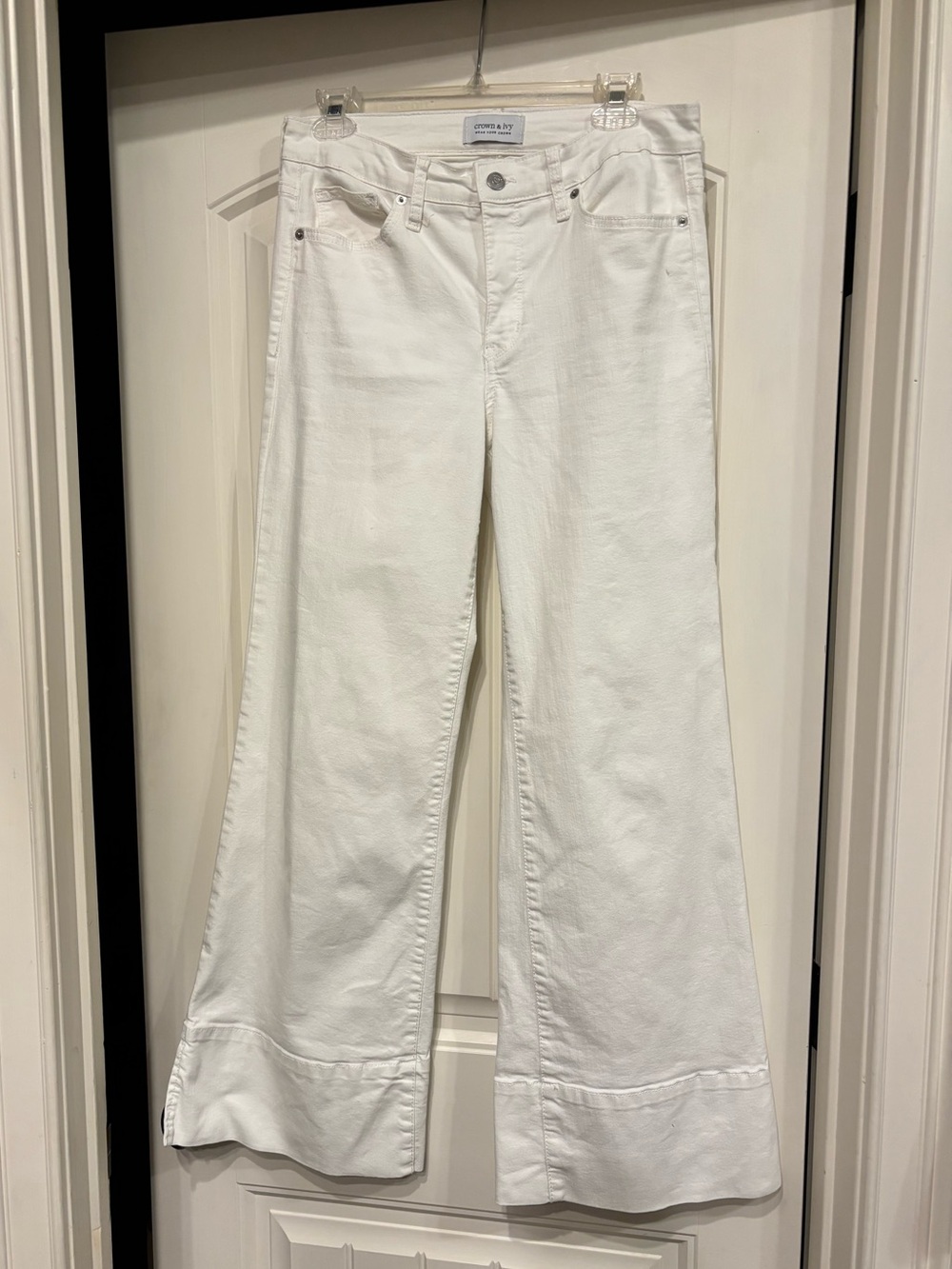 Crown & Ivy wide leg white denim jeans